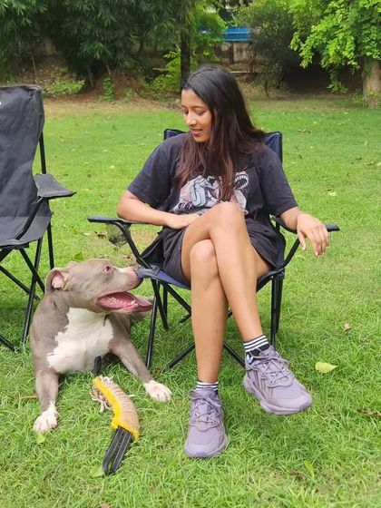 That look of pure contentment. Spartan knows when it's time to work and when it's time to just be a dog and enjoy a peaceful moment together.