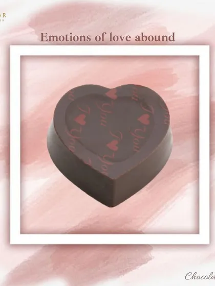 My heart-shaped dark chocolate, featuring a delicate "I Love You" transfer print. It's a simple yet powerful way to express your feelings through a sweet treat.
