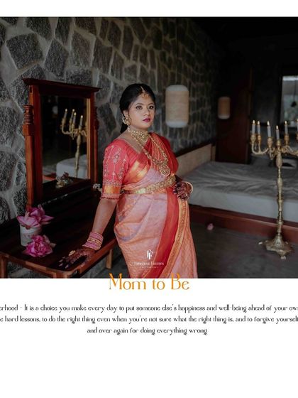 A full-length portrait of the mother-to-be in a beautifully decorated room. The image, captioned "Mom to Be," is a powerful and artistic statement on the journey of motherhood.