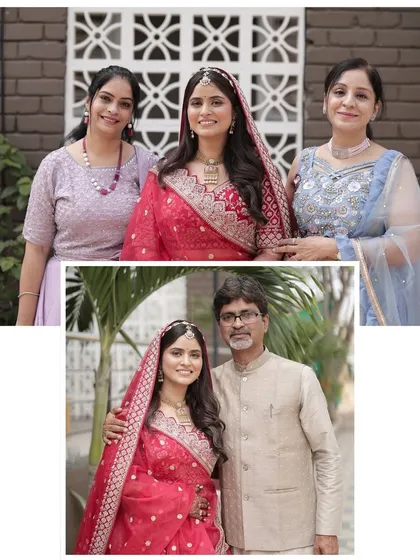 The bride with her family. These portraits with parents and siblings are some of the most cherished memories from a wedding.