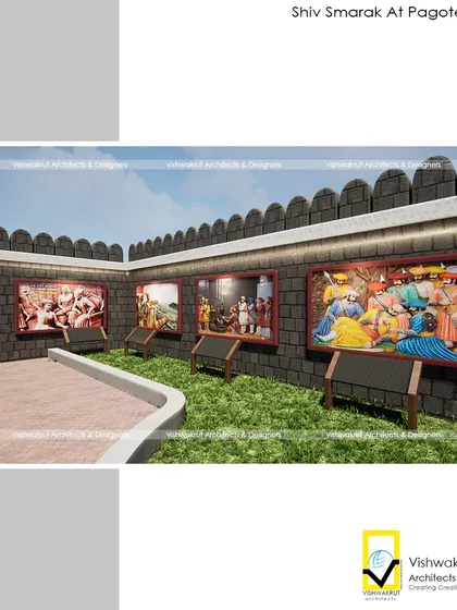 A close-up of the proposed 3D wall murals depicting important events from Shivaji Maharaj's life. These murals serve as an open-air gallery, making history accessible and engaging.