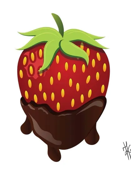 A digital illustration of a chocolate-covered strawberry. Sometimes you just need a simple, sweet treat, and this was a fun piece to create.