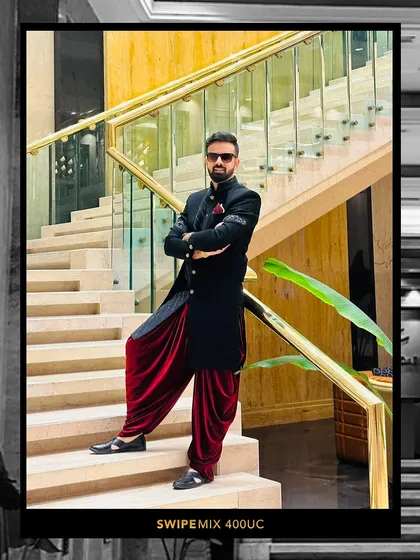 Dressed for a grand Sangeet night in Pune. My attire is always chosen to complement the elegance and theme of your special event.