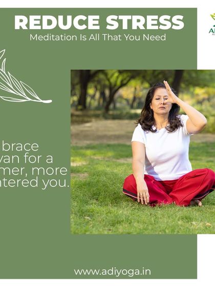 Reduce stress with meditation. Embrace dhyan for a calmer, more centered you. Here, a practitioner demonstrates a breathing technique in a peaceful outdoor setting.