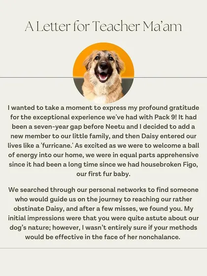 The beginning of a heartfelt letter from Daisy's family, sharing their journey and initial apprehension.