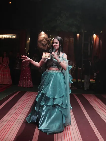 Dressed for a glamorous sangeet night. I believe in looking the part to match the vibe of your beautifully curated event.