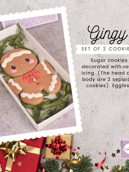 Meet Gingy! This set includes two separate sugar cookies, the head and the body, that come together to make an adorable gingerbread man.