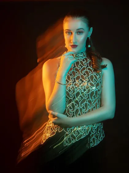A final shot from this creative series, combining a strong pose with the artistic blur of the long exposure.