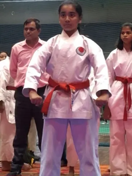 A student demonstrates a strong, focused stance during a training session. This posture reflects the mental and physical discipline that I work to instill in every person who trains at my academy.
