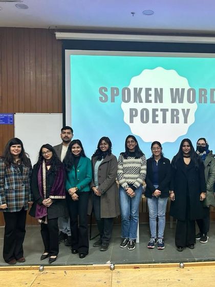 The group photo from our spoken word poetry workshop at IIT Delhi. It was an incredible experience interacting with the enthusiastic students and faculty.