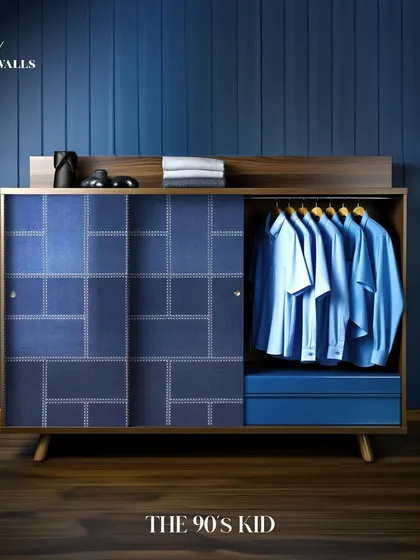 A touch of nostalgia for the 90s kid in all of us. This wardrobe panel is crafted from denim fabric with classic stitch detailing, bringing a cool, modern twist to a familiar texture.