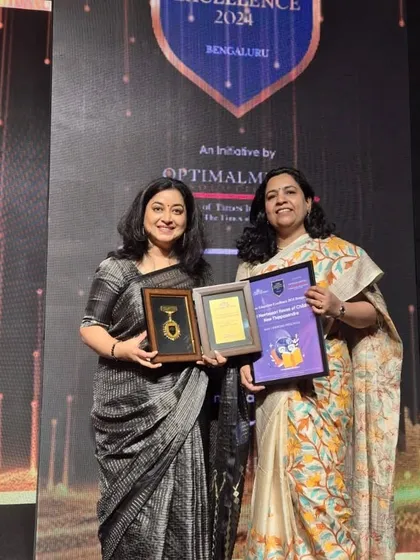 We were honored to be recognized as the Number One Emerging Preschool in Bengaluru by the Times of India. Our Director and Academic Coordinator are seen here accepting the award, a testament to our team's dedication to excellence in early childhood education.