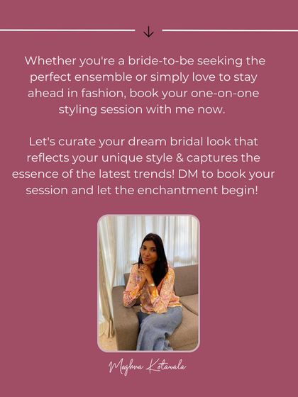 An invitation to book a one-on-one styling session with me. Whether you're a bride-to-be or just love fashion, we can work together to curate looks that reflect your unique style.