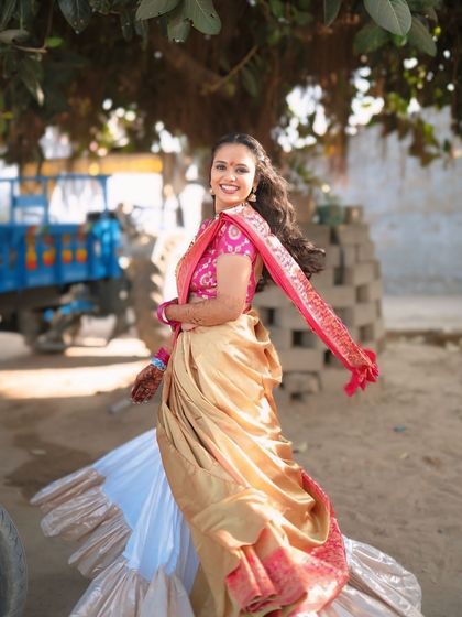 A playful twirl in her beautiful Ganesh Poojan outfit.