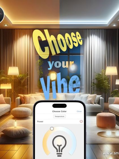 Choose your vibe with just a swipe. My app lets you easily adjust the color temperature of your lights, from a warm, cozy glow to a cool, refreshing white.