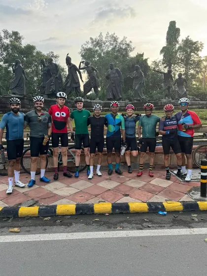 A group of our members posing at the Gyarah Murti, a frequent meeting point.