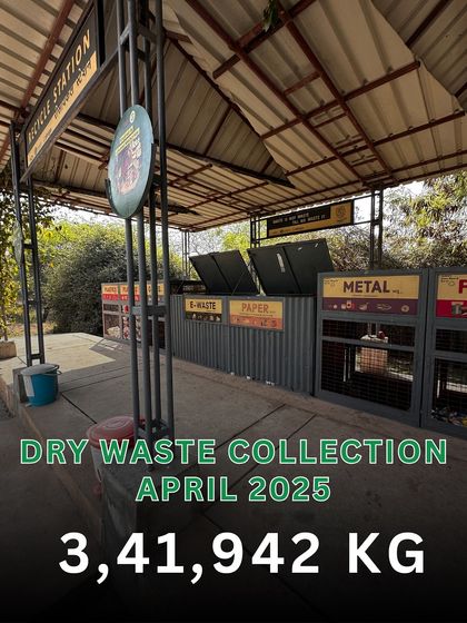 This is one of our recycling stations, a place where community action turns into measurable impact. As of April 2025, we have collectively diverted 3,41,942 kg of dry waste from landfills.