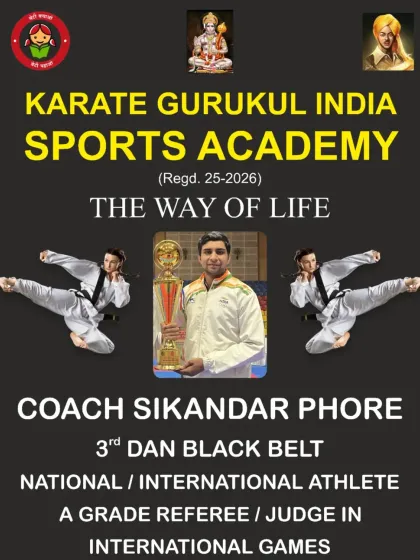 I am Coach Sikandar Phore, a national and international athlete and an A-grade referee. My academy, Karate Gurukul, is for those serious about mastering martial arts.