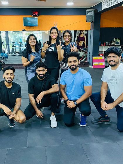 The crew showing some love after a fun and energetic aerobics class.