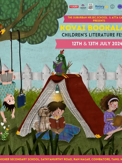 The official poster for Kovai Bookalatta, our Children's Literature Festival in Coimbatore, presented in collaboration with The Suburban School.