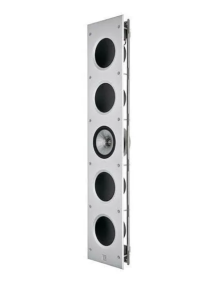 A profile view of the KEF Ci5160RL-THX in-wall speaker. This unit is engineered for the highest level of performance in custom home theaters. Its slim profile allows for flush installation, providing reference-quality sound from a source that blends seamlessly into the wall.