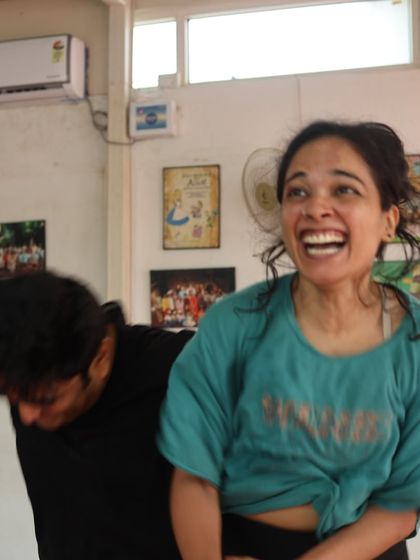 The joy and chaos of rehearsal for "Gretel." These behind-the-scenes shots capture the playful and energetic process of creating our physical theatre pieces.