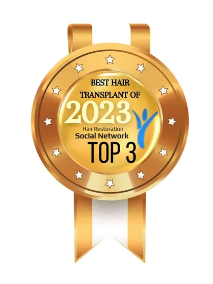 We are proud to have received the 'Best Hair Transplant of 2023' award from the Hair Restoration Social Network. This recognition from a leading patient advocacy community affirms our commitment to excellence and patient satisfaction.