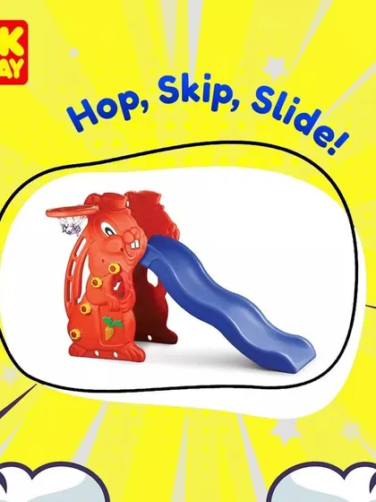 This rabbit-themed slide from OK Play is a delightful addition to any play area. It includes a fun ring toss game on the side, adding an extra layer of activity to promote coordination.
