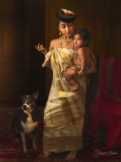 Inspired by the paintings of Raja Ravi Varma, this portrait is a tribute to the beauty of our Indian street dogs. It showcases the elegance and grace of this rescued Indie and his loving owner.