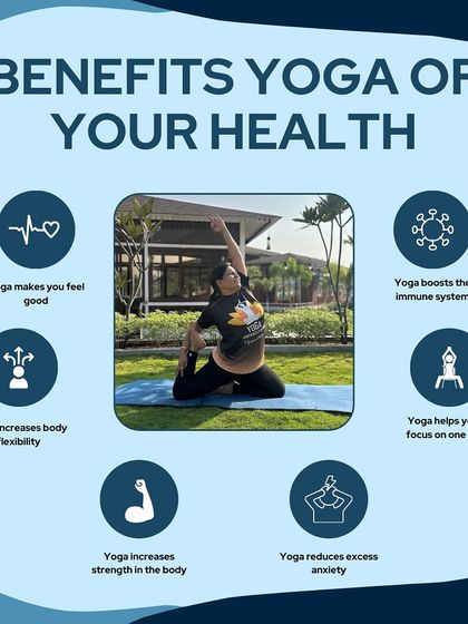 This graphic provides a quick overview of the many health benefits of yoga. From boosting the immune system and increasing strength to reducing anxiety, yoga is a holistic practice for mind and body.