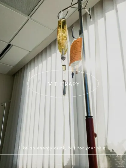 We call our IV Therapy an energy drink, but for your skin and body. This image shows our sterile IV drip, which delivers a potent mix of vitamins and minerals directly into your bloodstream for an instant and sustained boost.