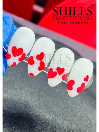 A simple and sweet Valentine's design with hand-painted red hearts over a clean, matte white base.