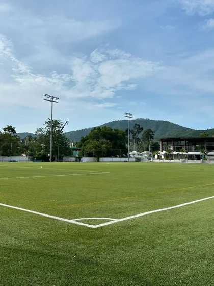 The pristine football pitch at Maraleina Sports Resort in Koh Samui, Thailand.