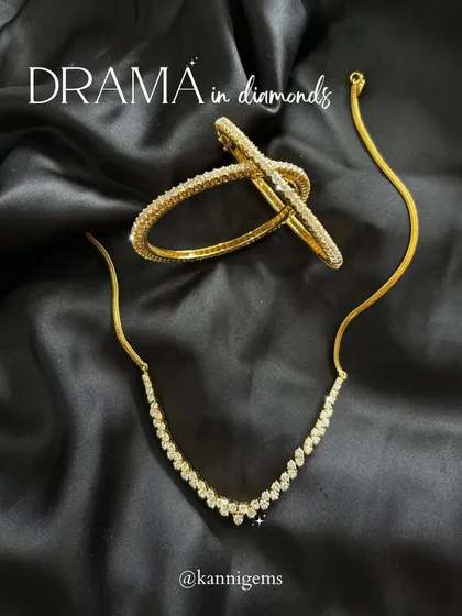 Who says shine has to be subtle? This diamond necklace and bangle set was made to turn heads and own the moment. You are not here to fit in, you are here to dazzle differently.