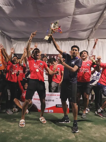 This is the moment we lifted the Delhi A Division trophy in 2024. The raw emotion and celebration from the team captures the winning culture we have built at Noida City FC.