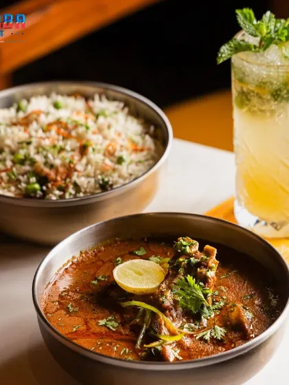 Sometimes, all you need is the comfort of home. This spread from Dhaba features a hearty bowl of mutton curry and fragrant rice, paired with a refreshing nimbu pani, representing the authentic and soulful desi flavours I proudly offer.