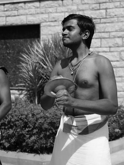 A classic black and white shot of our cymbal player, absorbed in the music.