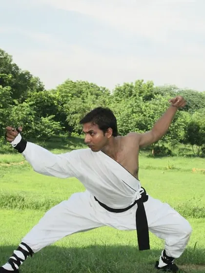 This is another core pose that showcases the dynamic power and focus cultivated through consistent training. Each movement in Shaolin Chi Kung is precise, combining physical conditioning with the cultivation of internal energy, or 'chi'.
