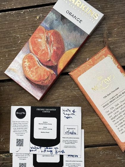 The beautiful packaging of the craft chocolates we feature. We believe in supporting other artisans who are as passionate about their craft as we are.