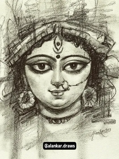 A charcoal sketch capturing the grace, strength, and divine power of Maa Durga. This piece is my tribute to the goddess during Navratri.