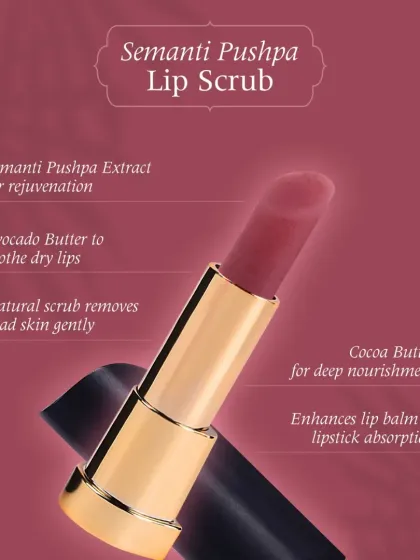 My Semanti Pushpa Lip Scrub is a luxurious Ayurvedic treatment. It uses Semanti Pushpa extract for rejuvenation and avocado butter to soothe dry lips, while cocoa butter provides deep nourishment.