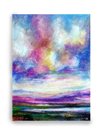 This is what you can create with us. A dreamy, vibrant landscape brought to life with oil pastels. Our classes guide you through color theory and blending techniques to help you create stunning artworks you'll be proud of.