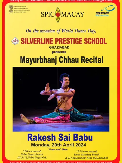 This poster for a Chhau recital at Silverline Prestige School was part of World Dance Day celebrations. We actively participate in events that celebrate the universal language of dance.