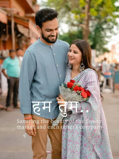 The essence of our "Hum Tum" (Us Two) concept. This image captures a sweet, shared moment amidst the lively atmosphere of a Jaipur market.