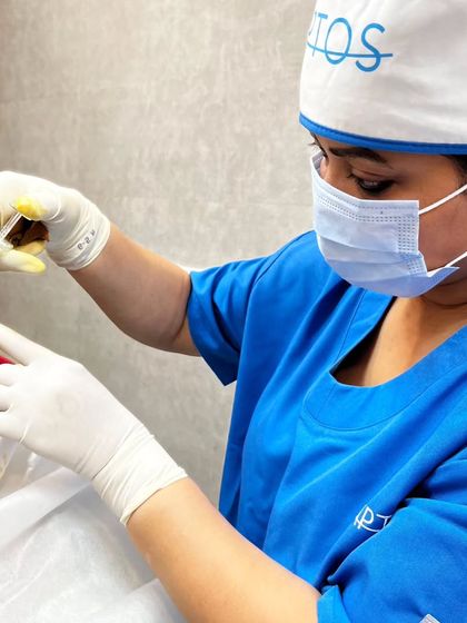An action shot of a threadlift procedure. My assistant and I work together to ensure the highest standards of safety and precision during every treatment.