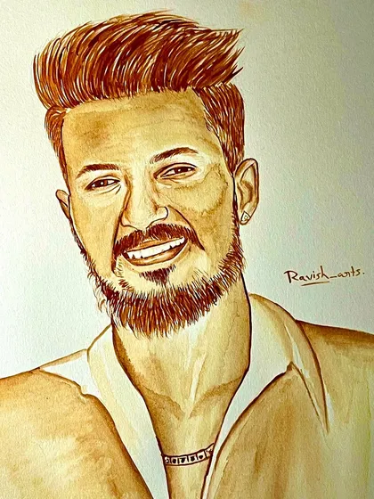 This is a blood art portrait I created for the talented dancer, Srikanth. I wanted to capture his bright smile and energy in this piece, a gift from one artist to another.