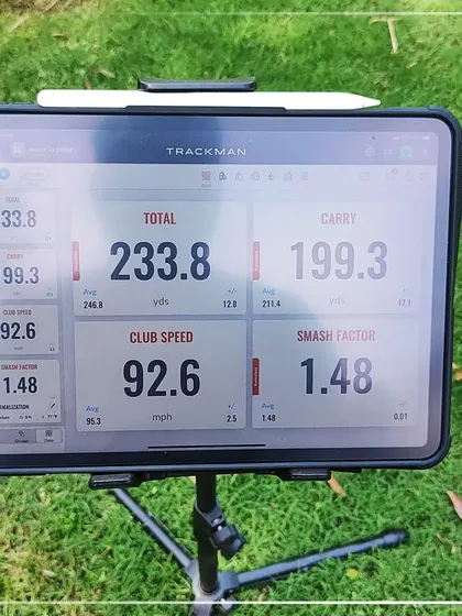 Taking the TrackMan outdoors allows us to verify the data in real-world conditions, confirming that the clubs we've fitted perform just as well on the course as they do in the simulator.