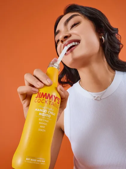 For the Jimmy's Cocktails advertising campaign, the brief was pure summer fun. I styled the model in a clean, bright outfit that complements the product's vibrant color, creating a visual that feels refreshing, happy, and effortlessly cool.
