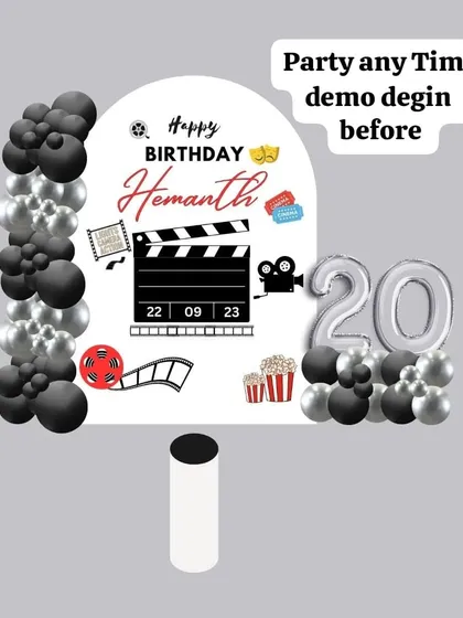 A digital mock-up of the movie theme design. I can provide a demo design before the event so you can see how it will look.