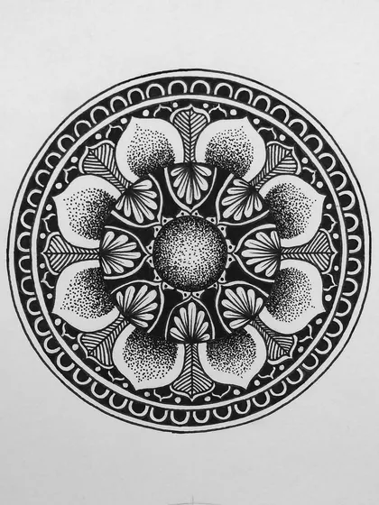 A small mandala created for the Inktober challenge. This design features a mix of dot work (stippling) and clean lines to create texture and depth.